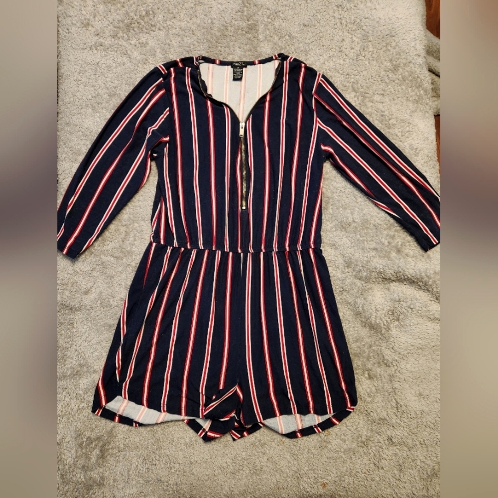 Red, white, and blue medium-sized romper. Perfect for the 4th of July.